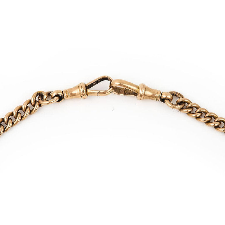 Antique Edwardian 15ct Gold Curb Link Albert Chain Necklace with sliding T-bar