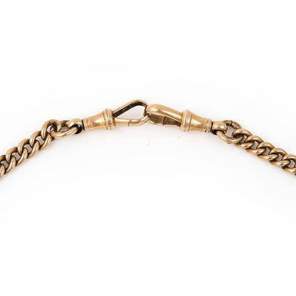 Antique Edwardian 15ct Gold Curb Link Albert Chain Necklace with sliding T-bar