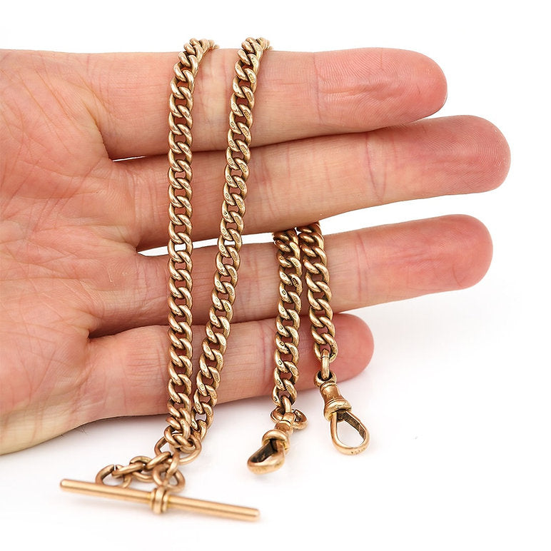 Edwardian Antique 15ct Gold Curb Link Albert Chain Necklace