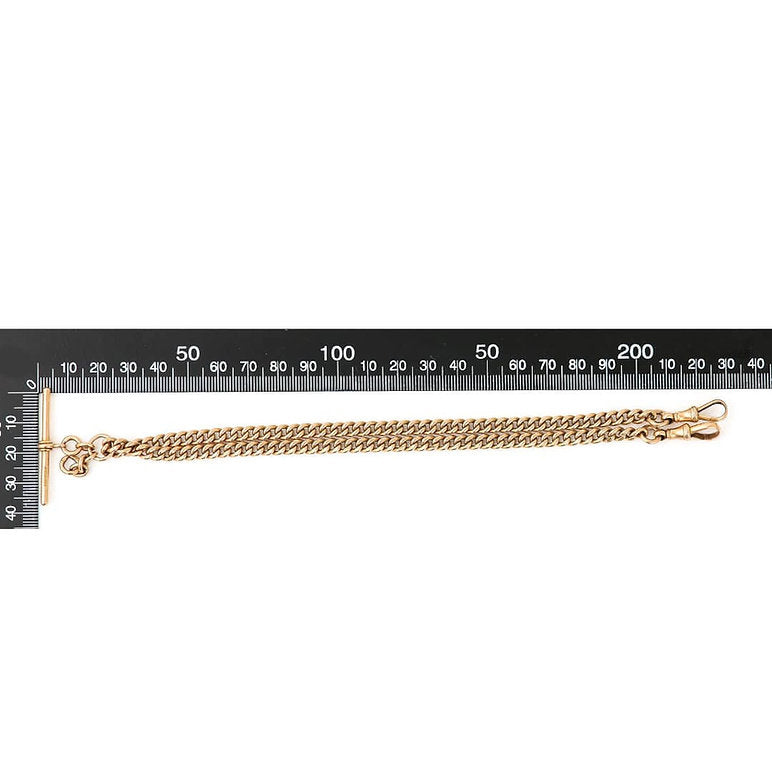 Edwardian Antique 15ct Gold Curb Link Albert Chain Necklace with sliding T-bar