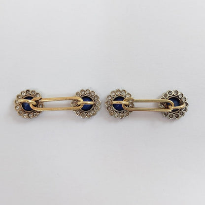Edwardian Antique 2ct Sapphire and Diamond Cufflinks
