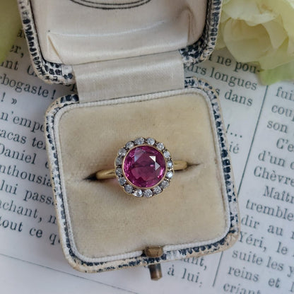 Edwardian Antique 2cts Ruby and Diamond Cluster Ring
