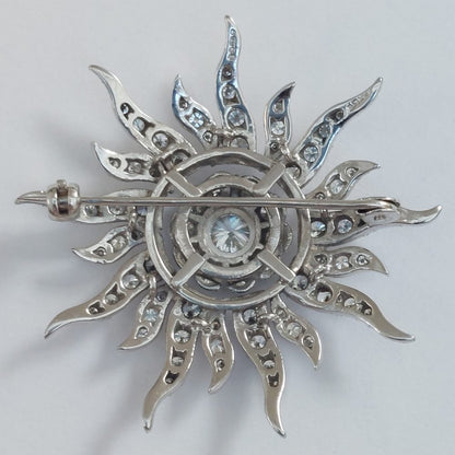 Edwardian Antique 3ct Diamond Sunburst Brooch