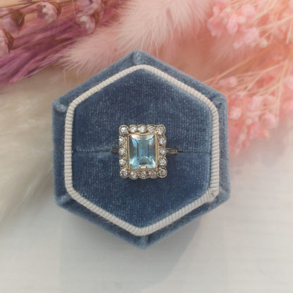 Edwardian Antique Aquamarine and Diamond Cluster Ring, 1.77ct