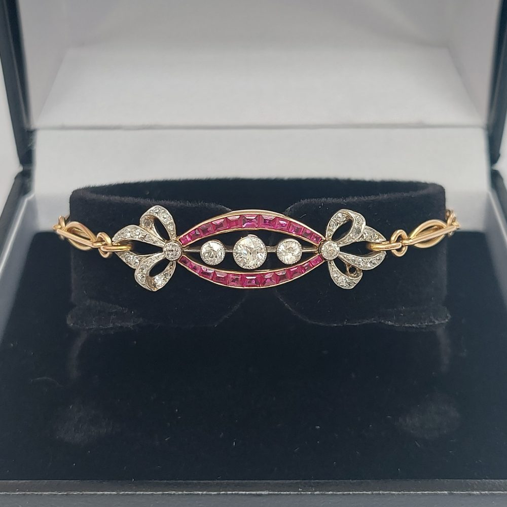 Edwardian Antique Diamond and Ruby Bracelet