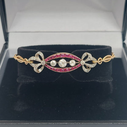 Edwardian Antique Diamond and Ruby Bracelet