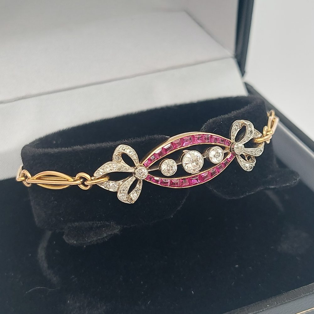 Edwardian Antique Diamond and Ruby Bracelet
