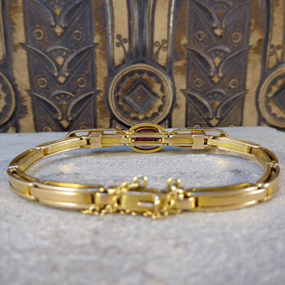 Edwardian Antique Garnet and Pearl Gold Bracelet