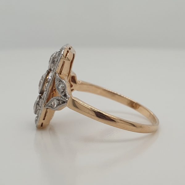 Edwardian Antique Three Stone Diamond Plaque Ring