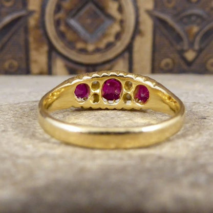 Edwardian Antique Vibrant Ruby and Old Cut Diamond Ring