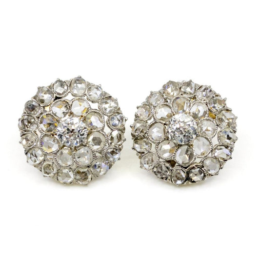 Edwardian Diamond Cluster Earrings 1