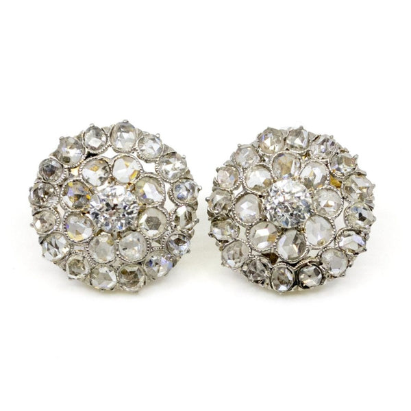 Edwardian Diamond Cluster Earrings 1