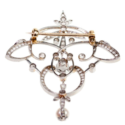 Edwardian Diamond and Pearl Brooch