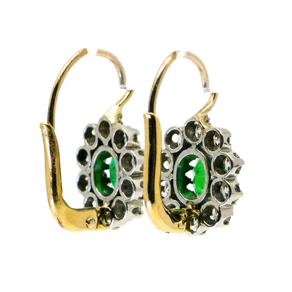 Edwardian Emerald and Diamond Earrings