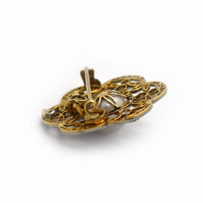 Edwardian Pearl and Diamond Platinum on Gold Brooch