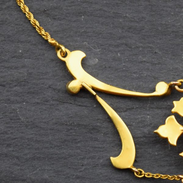 Antique Edwardian Pink Tourmaline and Split Pearl Necklace in 15ct gold