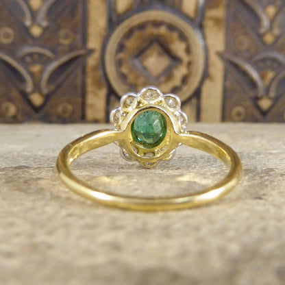 Edwardian Style 0.60ct Emerald and Diamond Cluster Ring