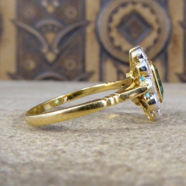 Edwardian Style 0.85ct Emerald and Diamond Cluster Ring