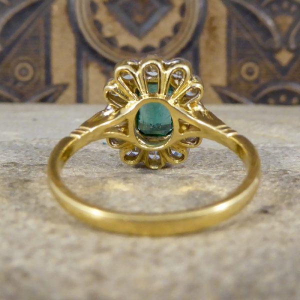 Edwardian Style 0.85ct Emerald and Diamond Cluster Ring