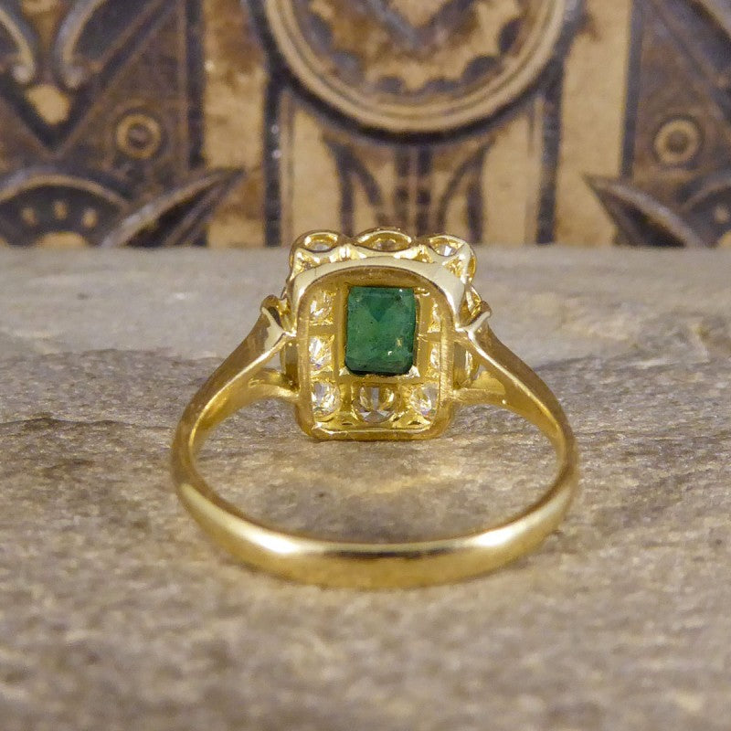 Edwardian Style 0.90ct Emerald and Diamond Cluster Ring