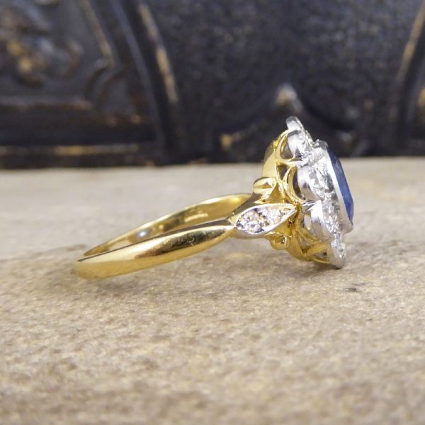 Edwardian Style 1.25ct Sapphire and Diamond Cluster Ring