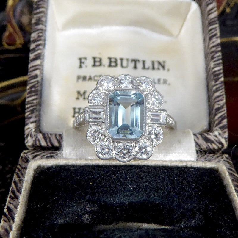 Edwardian Style 1.30ct Aquamarine and Diamond Ring