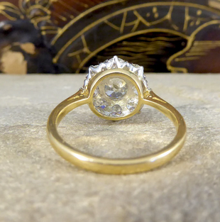 Edwardian Style 1.85ct Old Cut Diamond Daisy Cluster Ring