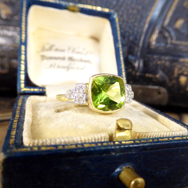 Edwardian Style 2.12ct Peridot and Diamond Ring