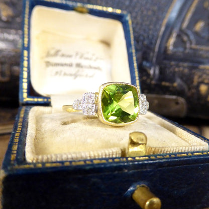 Edwardian Style 2.12ct Peridot and Diamond Ring
