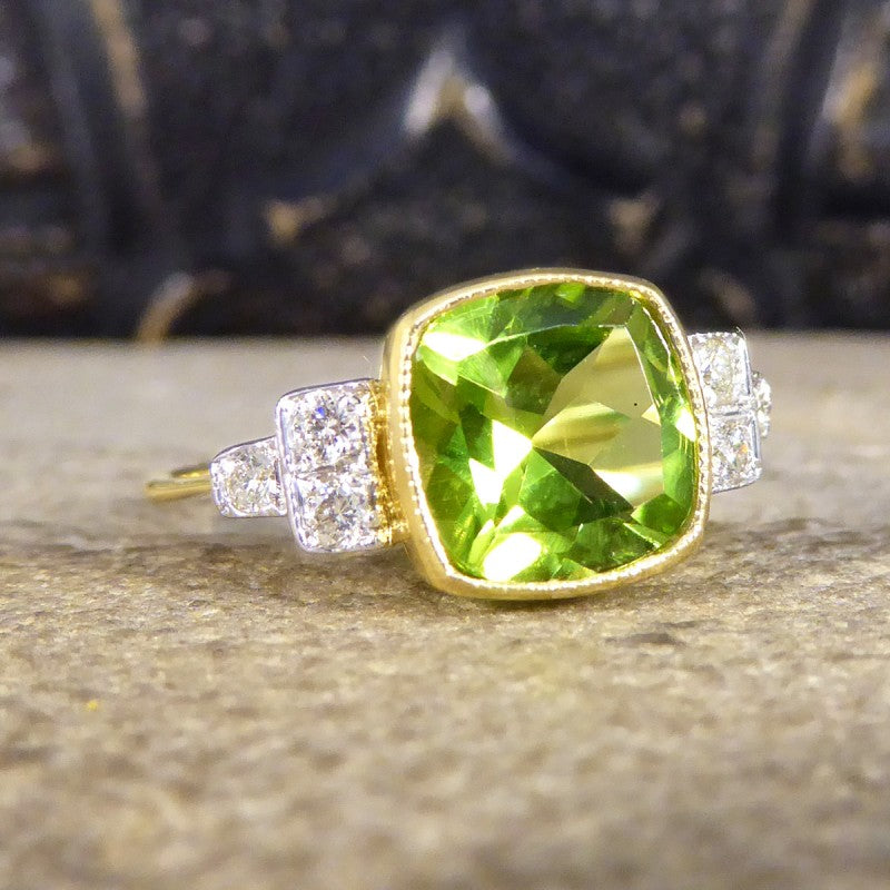 Edwardian Style 2.12ct Peridot and Diamond Ring