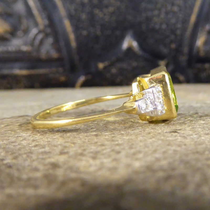Edwardian Style 2.12ct Peridot and Diamond Ring