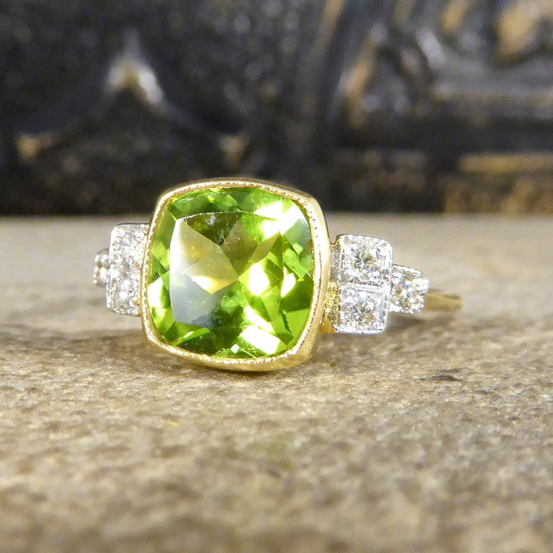 Edwardian Style 2.12ct Peridot and Diamond Ring