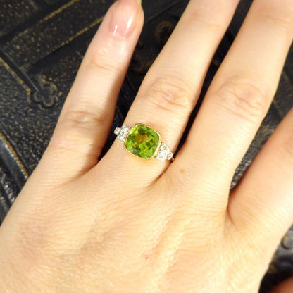 Edwardian Style 2.12ct Peridot and Diamond Ring