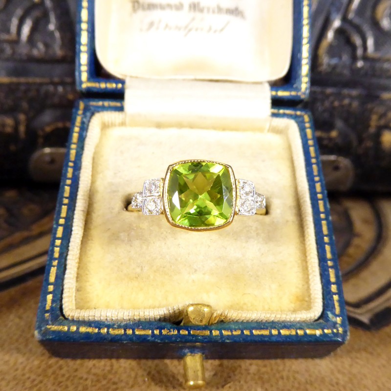 Edwardian Style 2.12ct Peridot and Diamond Ring