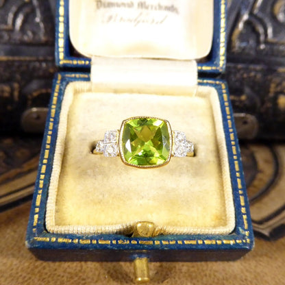 Edwardian Style 2.12ct Peridot and Diamond Ring
