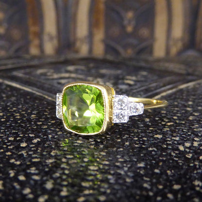 Edwardian Style 2.12ct Peridot and Diamond Ring