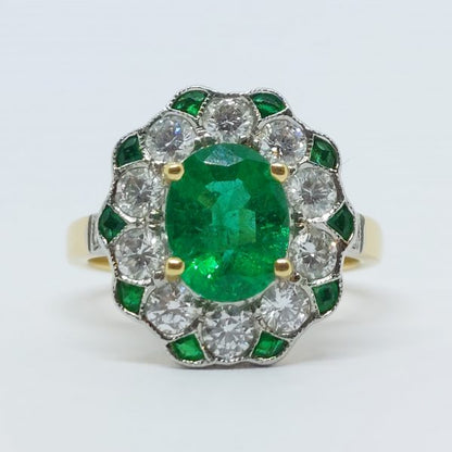 Edwardian Style 2.13ct Emerald and Diamond Ring