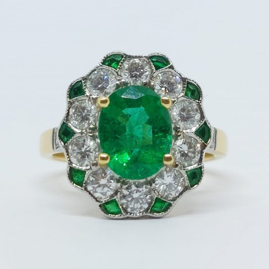 Edwardian Style 2.13ct Emerald and Diamond Ring