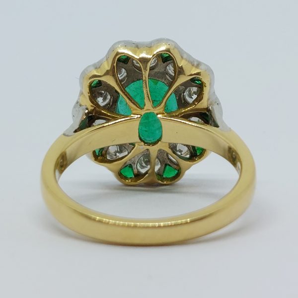 Edwardian Style Emerald and Diamond Cluster Ring