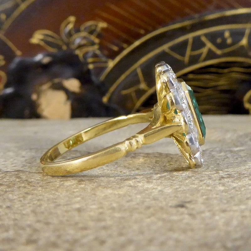 Edwardian Style 2.50ct Emerald and 1.20ct Diamond Cluster Ring
