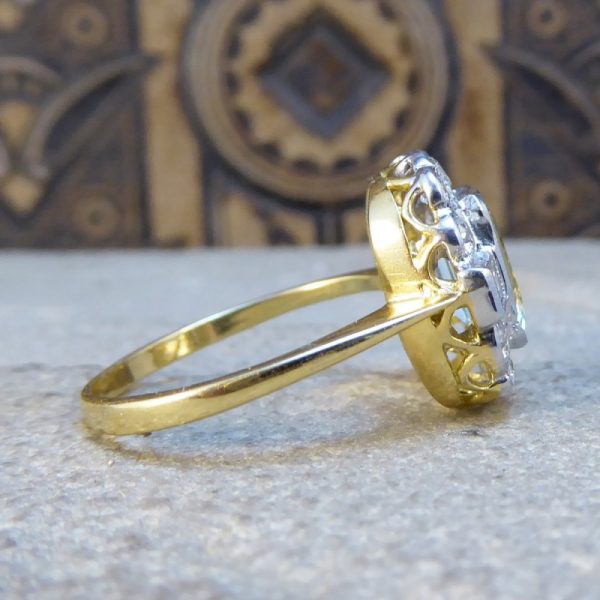 Edwardian Style Aquamarine 1.50ct and Diamond Cluster Ring