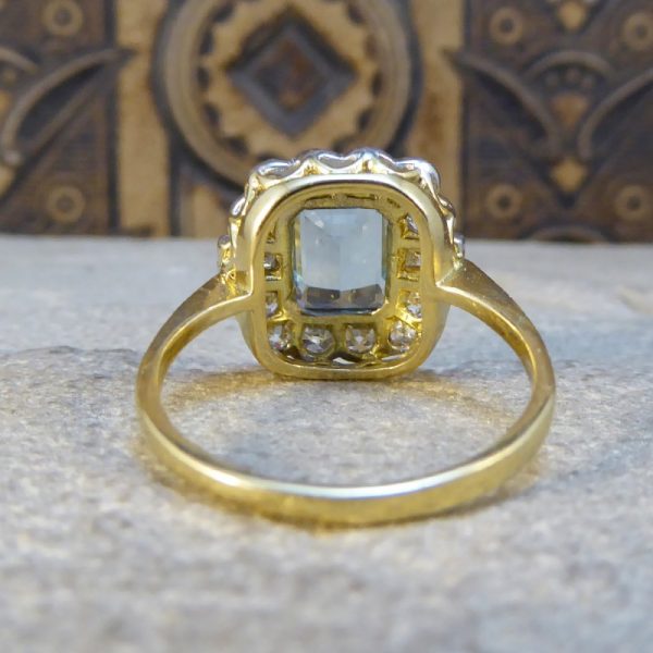 Edwardian Style Aquamarine 1.50ct and Diamond Cluster Ring
