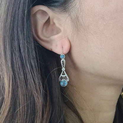 Edwardian Style Aquamarine and Diamond Drop Earrings