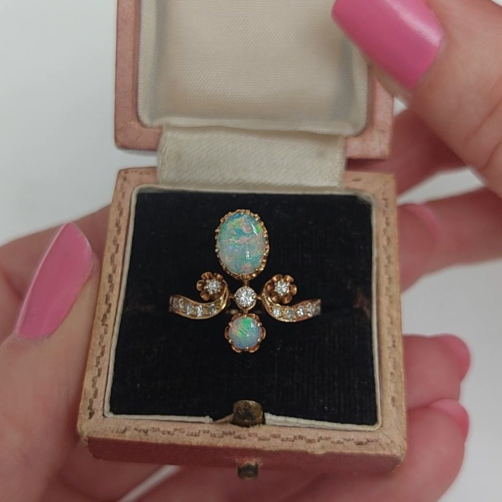 Victorian Opal and Diamond Tiara Ring