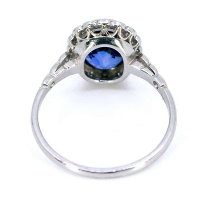 Edwardian Style Tanzanite and Diamond Cluster Ring