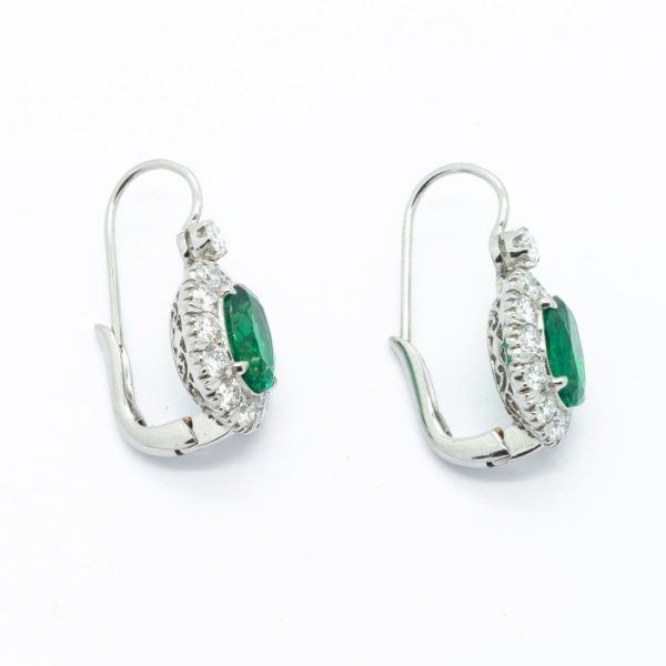 Emerald and Diamond Cluster Earrings