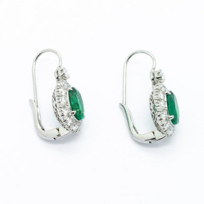 Emerald and Diamond Cluster Earrings