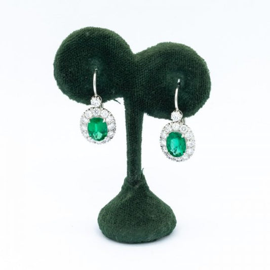 Emerald and Diamond Cluster Earrings