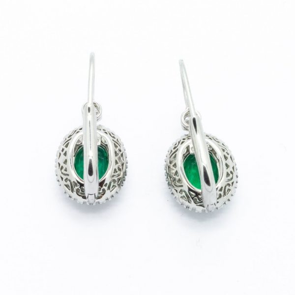 Emerald and Diamond Cluster Earrings
