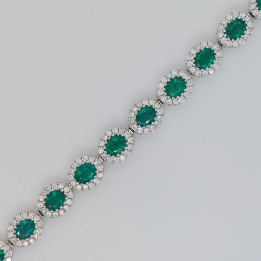 4.25ct Emerald and Diamond Cluster Line Bracelet